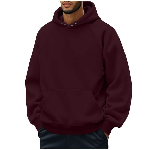 HAiming Hoodies for Men Casual Pullover Hooded Sweatshirt Long Sleeve Solid Color Clothes with Pockets