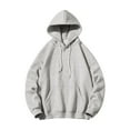 thumbnail image 1 of HAiming Hoodies for Men Solid Color Drawstring Long Sleeve Pullover Tops Plus Size Casual Classic Loose Sweatshirts, 1 of 8