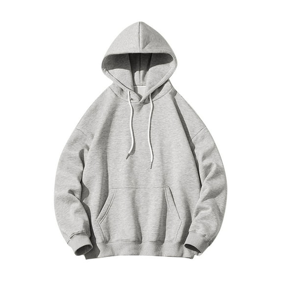 HAiming Hoodies for Men Solid Color Drawstring Long Sleeve Pullover Tops Plus Size Casual Classic Loose Sweatshirts