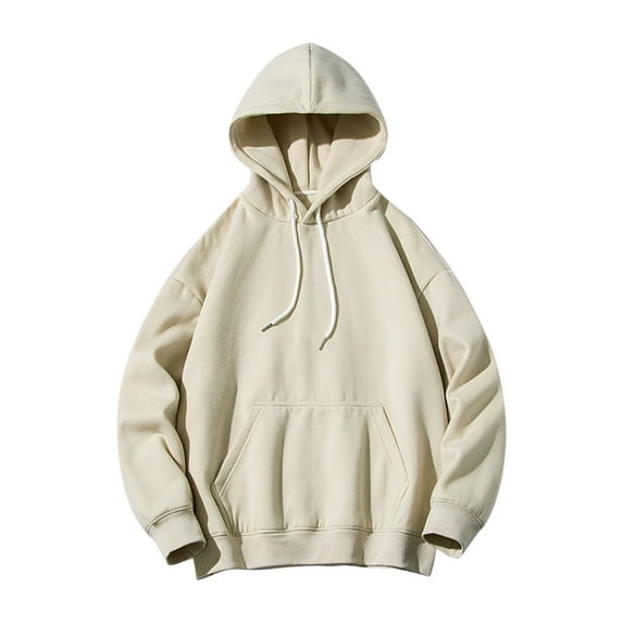 HAiming Hoodies for Men Solid Color Drawstring Long Sleeve Pullover Tops Plus Size Casual Classic Loose Sweatshirts
