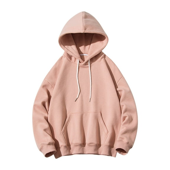 HAiming Hoodies for Men Solid Color Drawstring Long Sleeve Pullover Tops Plus Size Casual Classic Loose Sweatshirts