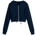 thumbnail image 1 of HAiming Hoodies for Women 2025 Solid Color Cropped Zip up Sweatshirts Jacket Casual Loose Trendy Clothes with Pocket, 1 of 5