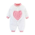 thumbnail image 1 of HAiming Infant Baby Boys Girls Fleece Romper Outfits Crewnwck Bodysuit Button down Jumpsuit Winter Trency Clothes, 1 of 4