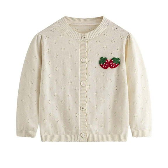 HAiming Infant Girl Cotton Cardigan Sweater Long Sleeve Button up Knit Sweatshirt Jacket Toddler Baby Fall Hollow out Outfits