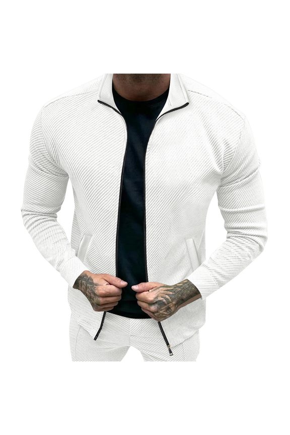 Jackets for Men Trendy Solid Color Lapel Long Sleeve Zip up Coats 2025 Plus Size Casual Outwear with Pocket