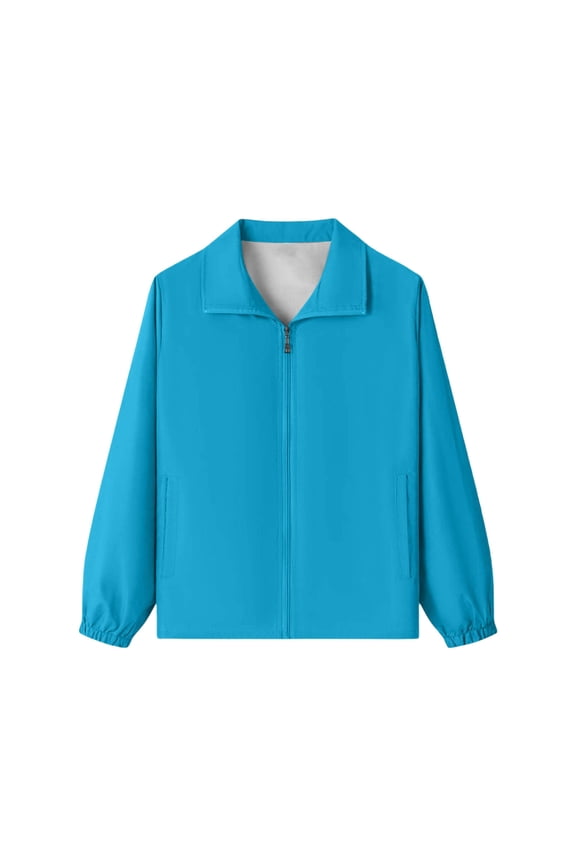 Kids Athletic Jacket Long Sleeve Lightweight Zipper Collared Outdoor Jacket Summer Fall Casual Workout Jacket