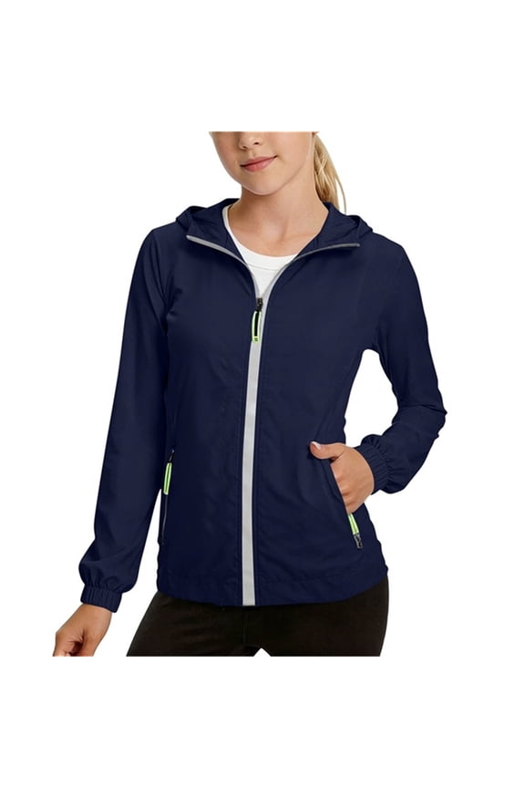 Kids Athletic Jackets Long Sleeve Zipper Hooded Casual Classic Jackets with Pockets Summer Fall Workout Tops