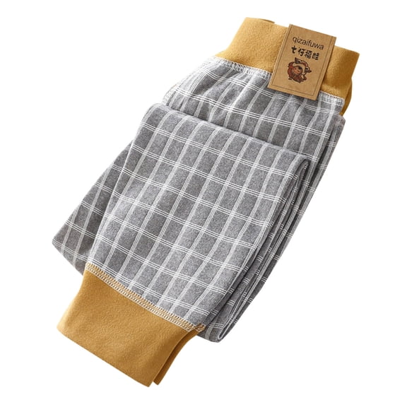 HAiming Kids Cotton Warm Fleece Lined Legging Plaid Casual Soft Jogger Winter Thick Pants for Boy Girl