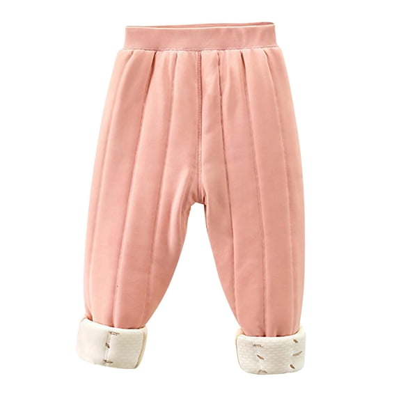 HAiming Kids Fleece Lined Thickened Thremal Sweatpants Casual Solid Color Sports Winter Long Pants