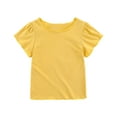thumbnail image 1 of HAiming Kids Girl Cotton Tops Casual Short Sleeve Crew Neck Shirt Solid Color Pullover Blouse Basic Tee, 1 of 9