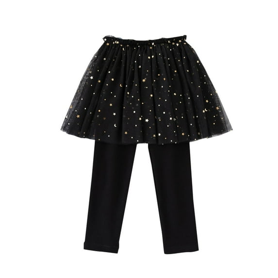 HAiming Kids Girl Footless Leggings with Ruffle Twinkle Star Skirt Stretchy Cotton Pantskirt Trendy Clothes