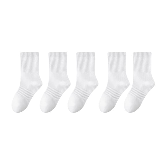 HAiming Kids Girls Boys Crew Socks Solid Color Athletic Sport Basketball Soft Breathable Socks 5 Pairs