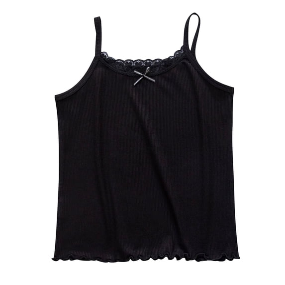 HAiming Kids Girls Cotton Tank Tops Sleeveless Bow Camisole Breathable Lace Solid Color Vacation Shirts