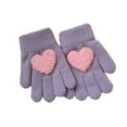 thumbnail image 1 of HAiming Kids Knit Gloves Soft Comfy Thicken Winter Warm Touch Screen Texting Solid Color Mittens with Cute Trim, 1 of 3