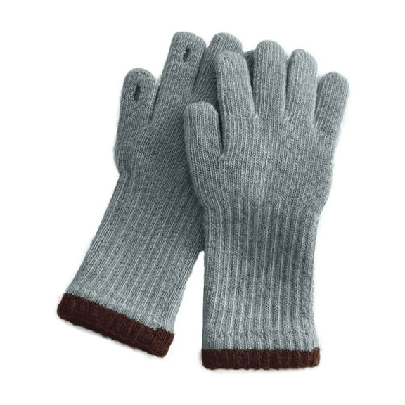HAiming Kids Knitted Gloves Long Cuff Color Block Thick Thermal Stretchy Winter Warm Glove for Girls