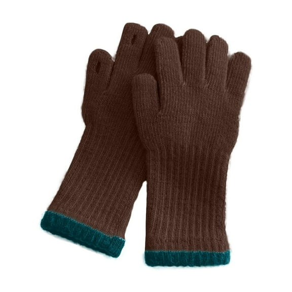 HAiming Kids Knitted Gloves Long Cuff Color Block Thick Thermal Stretchy Winter Warm Glove for Girls