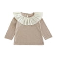 thumbnail image 1 of HAiming Kids Lace Undershirts Long Sleeve Ribbed Knit Loose Casual Shirts Round Neck Fall Winter Workout Tops, 1 of 7