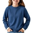 thumbnail image 1 of HAiming Kids Pullover Shirts Long Sleeve Ribbed Knit Fleece Crew Neck Casual Undershirts Fall Winter Outdoors Tops, 1 of 7