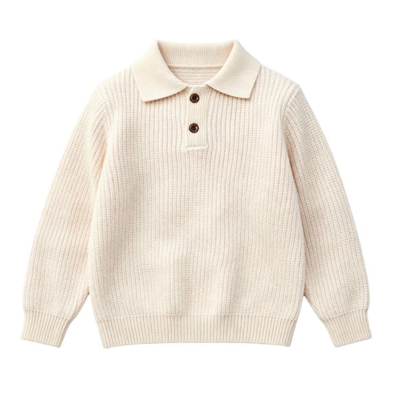 HAiming Kids School Uniform Long Sleeve Button Collared Knitted Loose Casual Sweaters Fall Winter Workout Undershirts