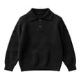 thumbnail image 1 of HAiming Kids School Uniform Long Sleeve Button Collared Knitted Loose Casual Sweaters Fall Winter Workout Undershirts, 1 of 6