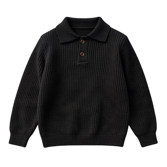 HAiming Kids School Uniform Long Sleeve Button Collared Knitted Loose Casual Sweaters Fall Winter Workout Undershirts