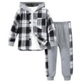 thumbnail image 1 of HAiming Kids Sets Hooded Plaid Button down Long Sleeeve Jacket Jogger Pants Casual Outfits with Pockets, 1 of 7