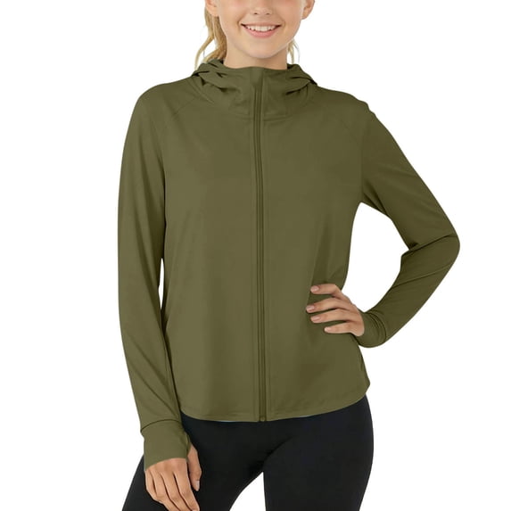 HAiming Kids Sun Protection Hoodie Jacket Long Sleeve Zip up Athletic T Shirts UPF 50+ Summer Beach Vacation Outdoors Tops