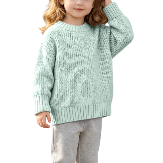 HAiming Kids Sweaters Long Sleeve Ribbed Knit Solid Color Casual Pullover Undershirts Fall Winter Going out Sweatshirts