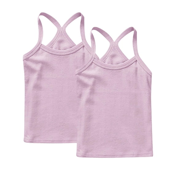 HAiming Kids Tank Tops Summer Sleeveless Racerback Wrap Tee Comfy Athleisure Solid Color Scoop Neck Blouses Vacation Going out Tops