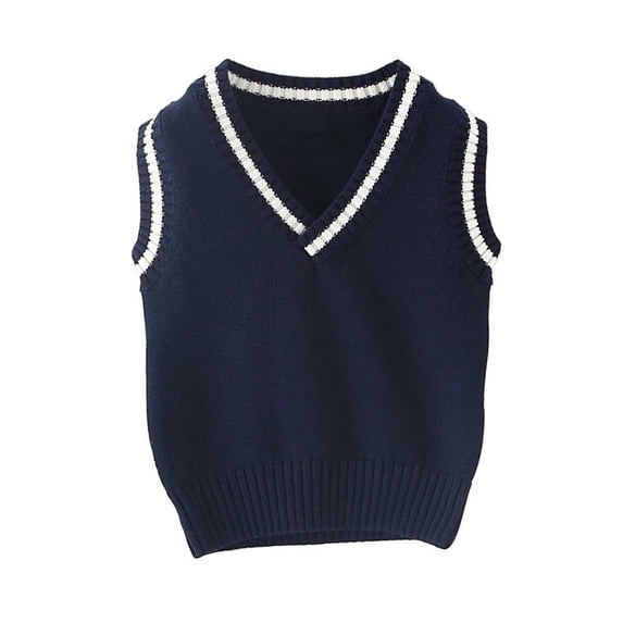 HAiming Kids Uniform Sweater Vest Sleeveless Color Block Knitted School Shirts Comfy V Neck Casual Fall Workout Blouses