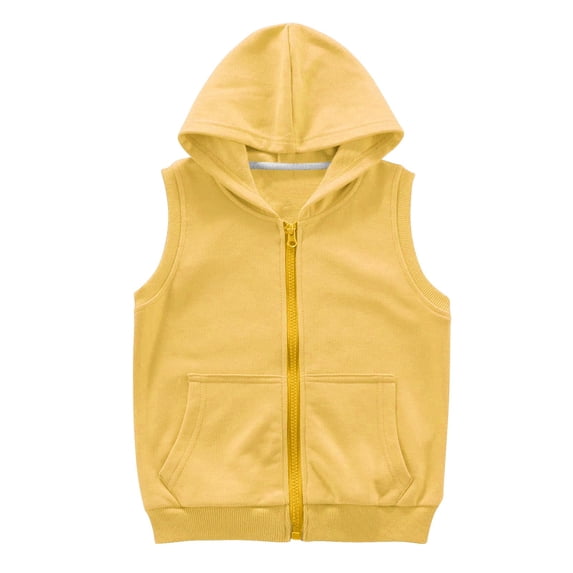 HAiming Kids Vest Sleeveless Full Zip Hoodies with Pockets Loose Solid Color Casual Fall Winter Classic Workout Tops