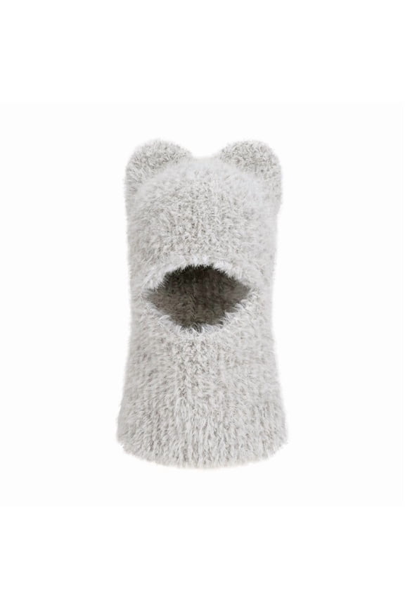 Knit Balaclava Hood for Neck Warm Hat Women Winter Thick Cute Ears Cap for Cycling Skiing Skating