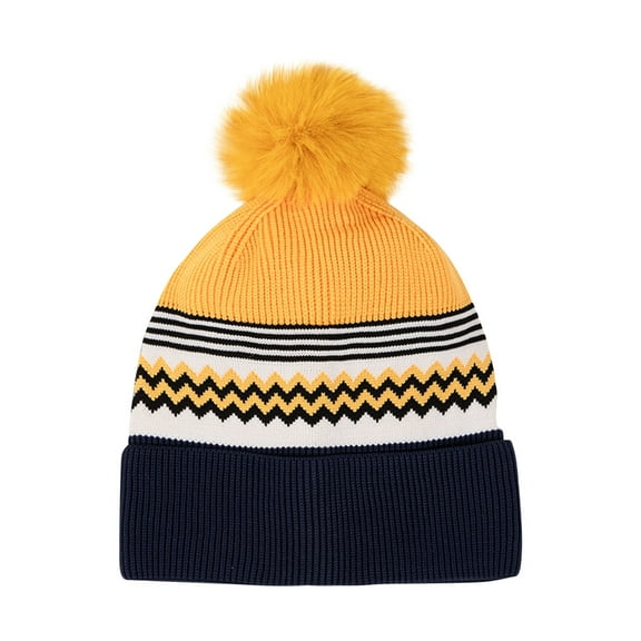 HAiming Knit Hat for Women Men Color Block Winter Warm Soft Comfy Trendy Caps Cold Weather with Pompom