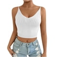 thumbnail image 1 of HAiming Knit Tank Tops for Women Spaghetti Strap Camis Ribbed Sweaters Casual Crop Top Trendy Vacation Outfit, 1 of 8