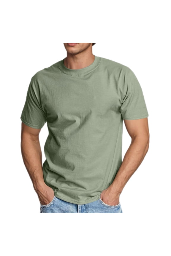 Knitting Cotton T-Shirts for Men Short Sleeve Round Neck Casual Basic Tee Solid Color Pullover Tops