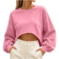 thumbnail image 1 of HAiming Long Sleeve Cropped Sweatshirts for Women Loose Solid Color Casual Trendy Shirts Fall Winter Going out Tops, 1 of 5