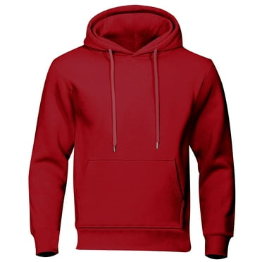 HAiming Long Sleeve Hooded for Men Solid Drawstring Sweatshirt Trendy Plus Size Casual Basic Pullover Tops with Pocket