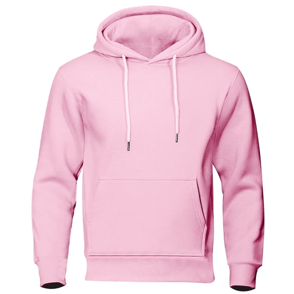 HAiming Long Sleeve Hooded for Men Solid Drawstring Sweatshirt Trendy Plus Size Casual Basic Pullover Tops with Pocket