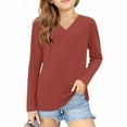 thumbnail image 1 of HAiming Long Sleeve Shirts for Girls Boys Casual V-Neck Solid Tunic Top Loose Soft Blouses Cute Fashion Clothes, 1 of 5