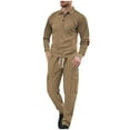 thumbnail image 1 of HAiming Men Corduroy Sets 2 Piece Outfits Stand Neck Button Tops and Cargo Pants Athletic Tracksuit with Pockets, 1 of 8