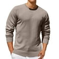 thumbnail image 1 of HAiming Men Solid Color Knitted Sweaters Long Sleeve Round Neck Pullover Tops Plus Size Casual Bottom Layer Shirts, 1 of 5