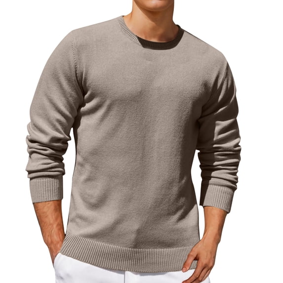 HAiming Men Solid Color Knitted Sweaters Long Sleeve Round Neck Pullover Tops Plus Size Casual Bottom Layer Shirts