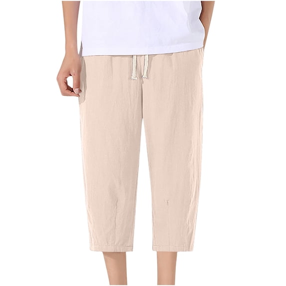 HAiming Men's Capri Pants Casual Loose Wide Leg Elastic Drawstring Waist Baggy Solid Color Summer Clothes
