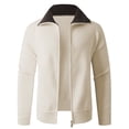 thumbnail image 1 of HAiming Men's Cardigan Sweaters Knitted Full Zip Collared Jacket Casual Solid Color Baggy Comfy Warm Outwear Coat, 1 of 9