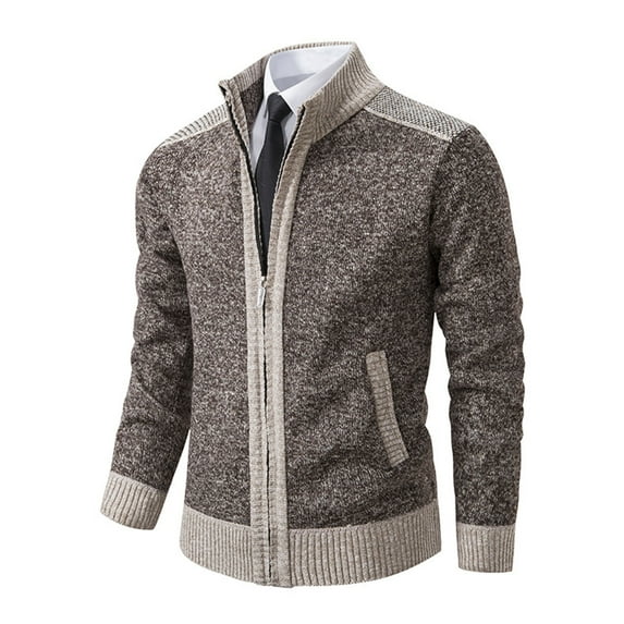 HAiming Men's Cardigan Sweaters Long Sleeve Zip up Slim Cable Knitted Sweater Plus Size Casual Outwear with Pocket