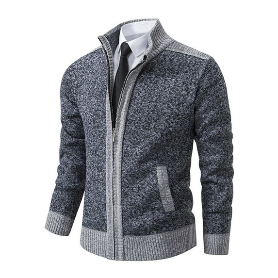 HAiming Men's Cardigan Sweaters Long Sleeve Zip up Slim Cable Knitted Sweater Plus Size Casual Outwear with Pocket