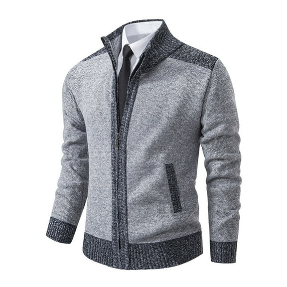 HAiming Men's Cardigan Sweaters Long Sleeve Zip up Slim Cable Knitted Sweater Plus Size Casual Outwear with Pocket