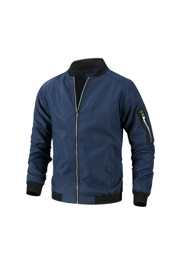 Men's Casual Jacket Fall Winter Solid Color Long Sleeve Zip up Outdoor Coat 2025 Plus Size Loose Coats Outwear