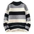 thumbnail image 1 of HAiming Men's Color Block Crewneck Sweater Long Sleeve Loose Cable Knit Pullover Tops Plus Size Casual Jumper Blouse, 1 of 2