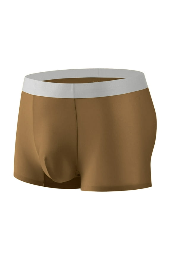 Men's Color Block Seamless Boxer Soft Comfy Athletic Breathable Underwear Loose Lightweight Briefs